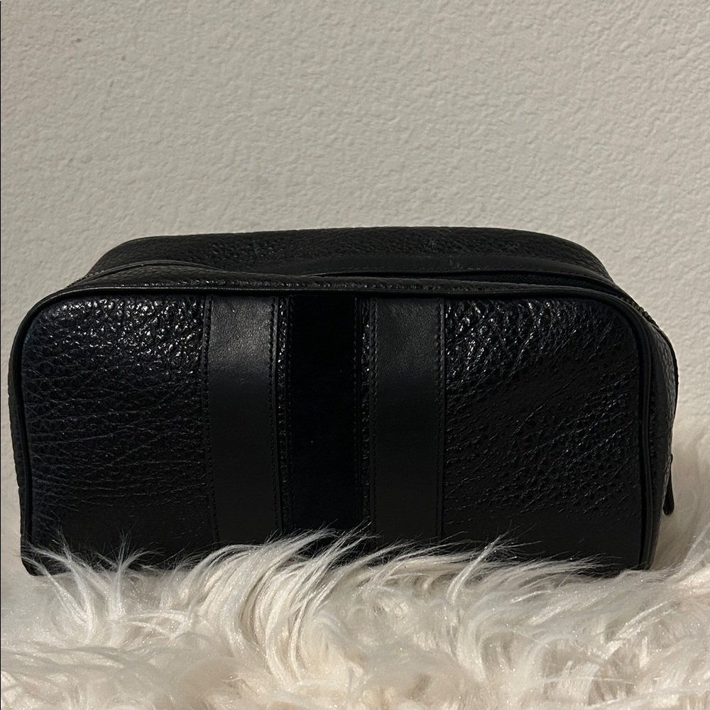 Coach Pebbled Black Leather Toiletry Bag